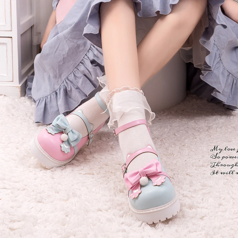 Zapatos Kawaii Lolita para niñas, uniforme Jk grueso plano de 2,5 cm, cabeza redonda grande, Cosplay, Anime, Lolita, japonesa