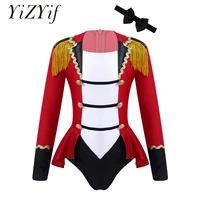 teen girls long sleeves sequins jumpsuit kids halloween cosplay birthday theme party circus costume ringmaster romper outfit