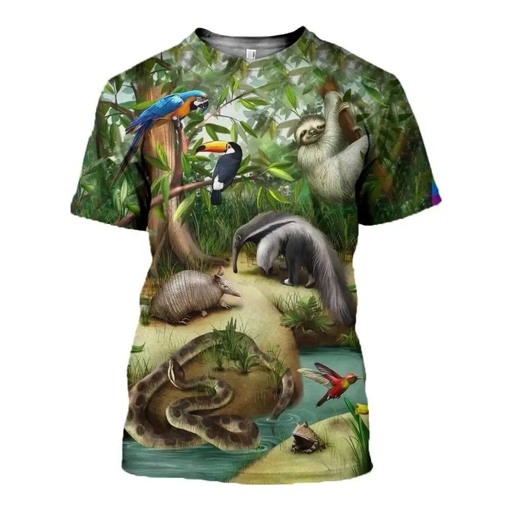 Футболка мужская с 3D принтом животных Ленивец/обезьяны/оленя модная рубашка в