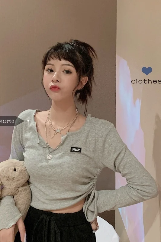 Дизайнерский топ из ткани с надписью на завязках женская летняя Корейская