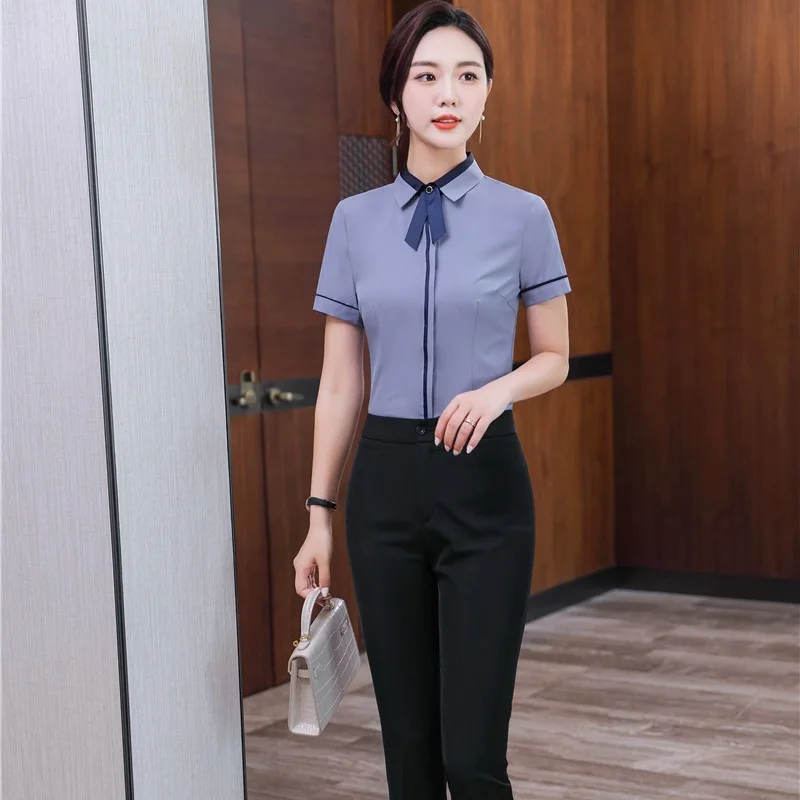 2 Piece Set Suit with Blouse and Trousers for Women Career Interview OL Styles Professional Blazers Pants Suits Plus Size 5XL