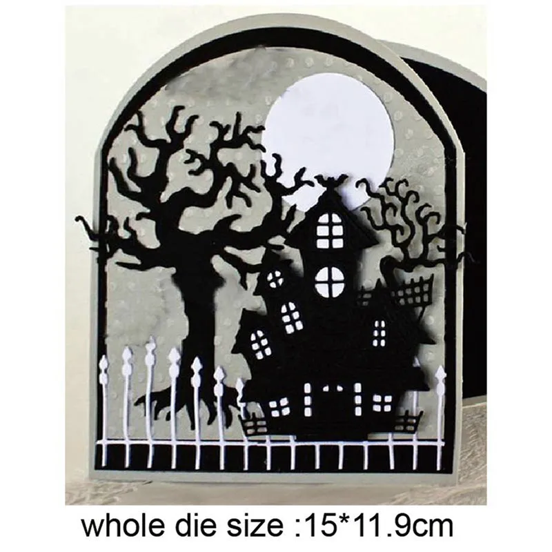 

metal cutting dies cut die mold halloween castle tree decoration Scrapbook die paper craft knife mould blade punch stencils dies