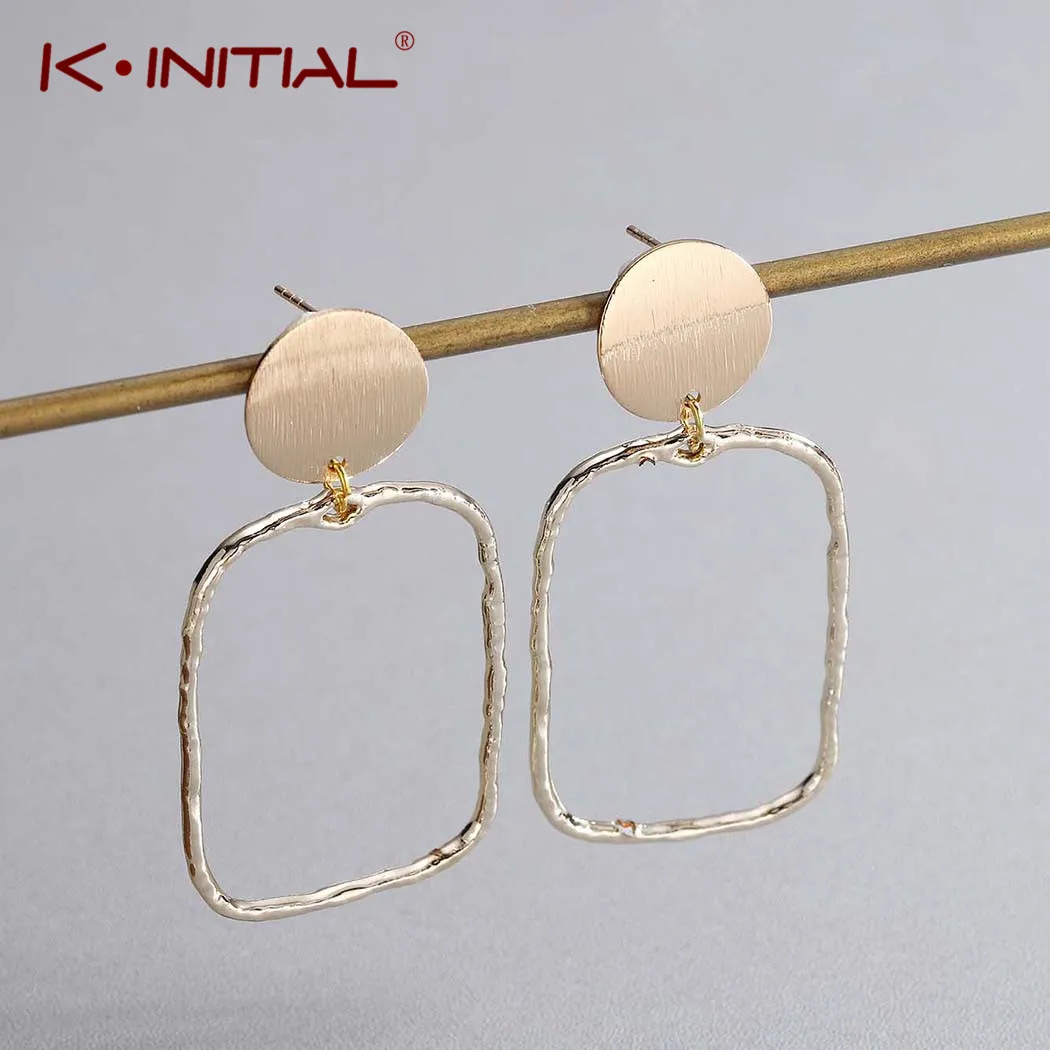 Новые квадратные металлические висячие серьги Kinitial женские модные