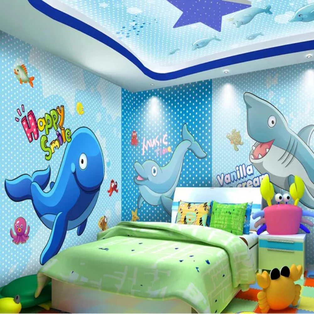 

Milofi пользовательские 3D обои росписи мультфильм рисованная фантазия Подводный Мир тема пространство весь дом фоновая стена
