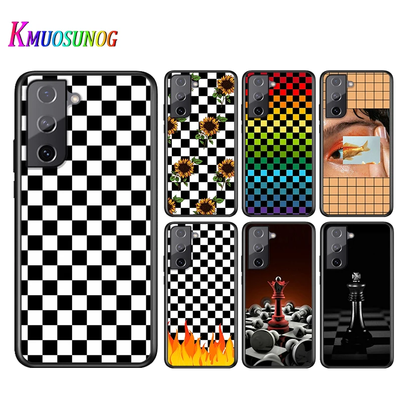 

Black And White Chess For Samsung Galaxy S21 S10 S10E S19 S8 S7 S6 Note 20 10 9 8 Plus Pro Edge Ultra Soft Phone Case