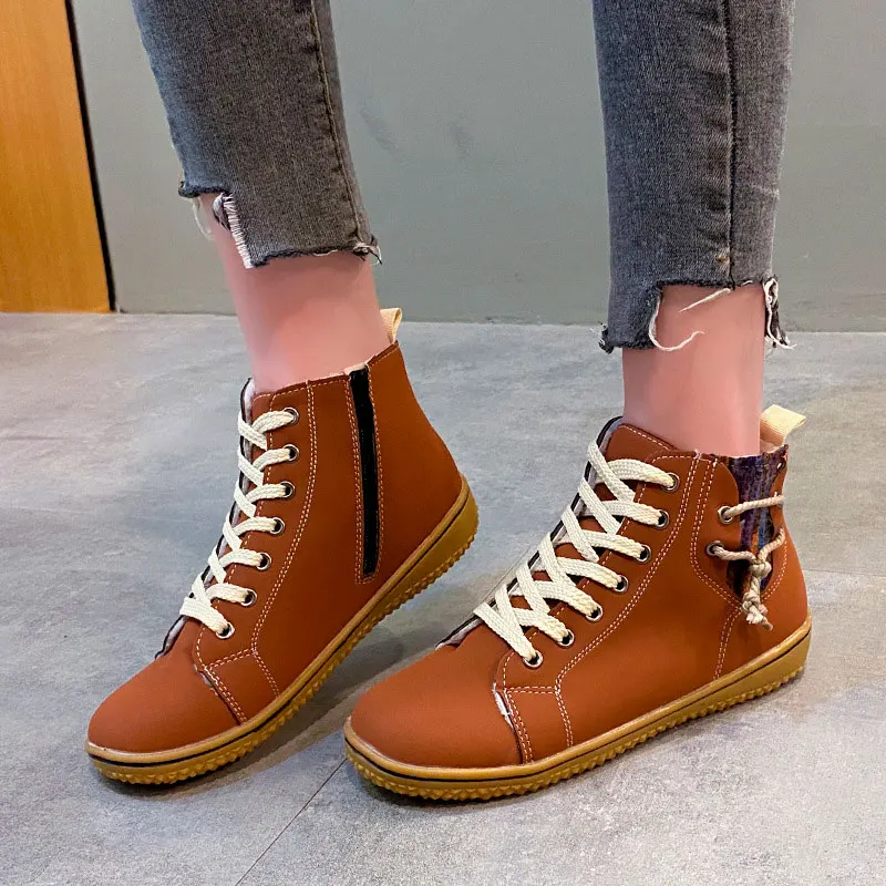 

Female Martin boots fashion lace-up zipper autumn and winter sports shoes comfortable soft bottom fashion new casual shoes