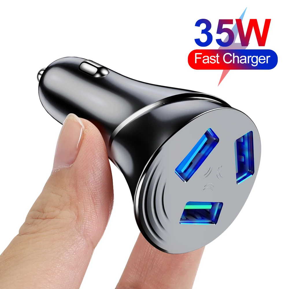 

Car Charger Quick Charge 3.0 4.0 35W Portable Fast Charging Adapter 4U Ports For Xiaomi iphone 12 Mobile Phone in Car Car-Charge
