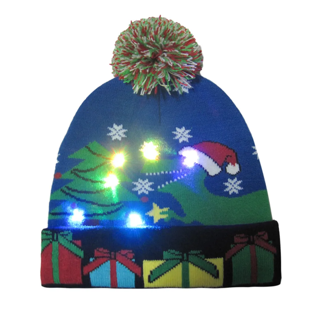 Новинка 2019 женская шапка со светодиодсветильник кой вязаный уродливый свитер