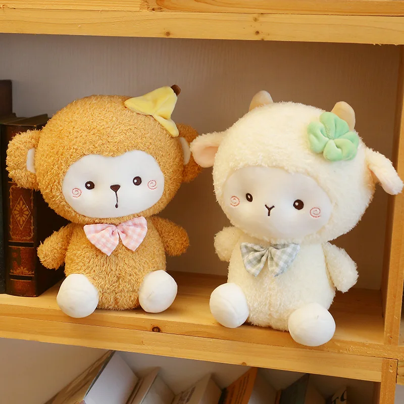 23/35cm Plush Rabbit Sheep Toy Cute Stuffed Animal Monkey Doll Soft Fruit Appease Gifts For Kids Birthday Present | Игрушки и хобби