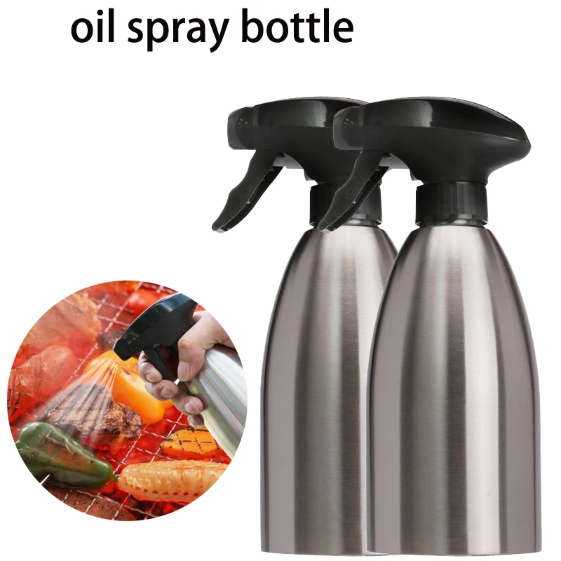 

2pcs Stainless Steel Oil Spray Bottle Practical Vinegar Olive Oil Sprayer Soy Sauce Seasoning Bottle BBQ Oil Dispenser