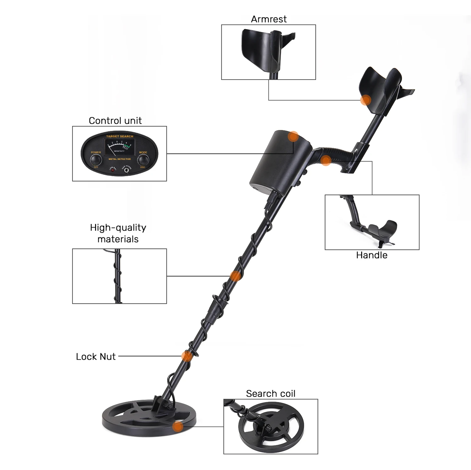 

GT6100 Portable Easy Installation Underground Metal Detector High Sensitivity Jewelry Treasure Gold Metal Detecting Tool Finder
