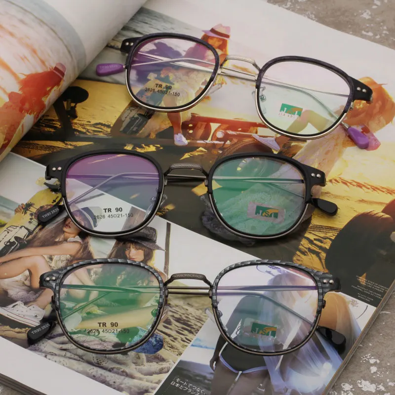 

Retro Metal Loop Ring Glasses Can Matched Myopia Lens 2021 New Student Hot TR90 Frame