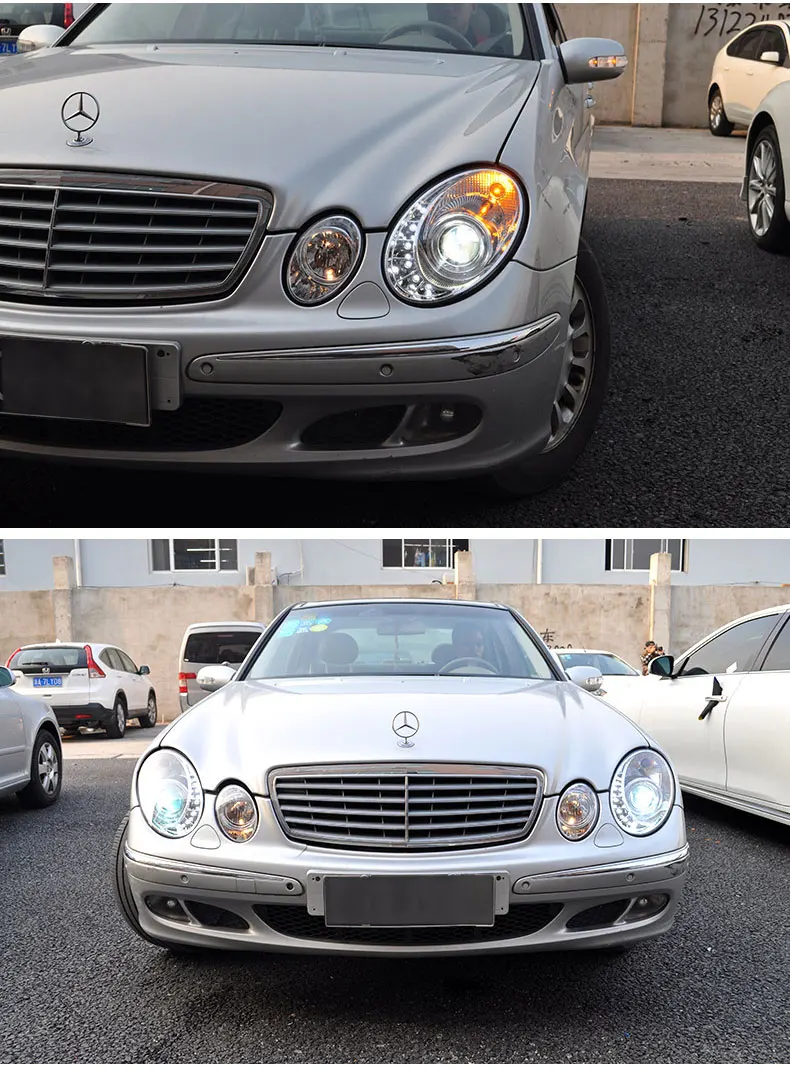 Автомобильный Стайлинг для Benz W211 2002-2005 E240 E200 E280 светодиодный Ангельские глазки DRL Дневной светодиодный налобный фонарь Передний фонарь