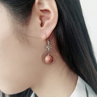 natural gem earring female temperament korean personality jojoba allergy simple web celebrity show face thin super fairy ear orn