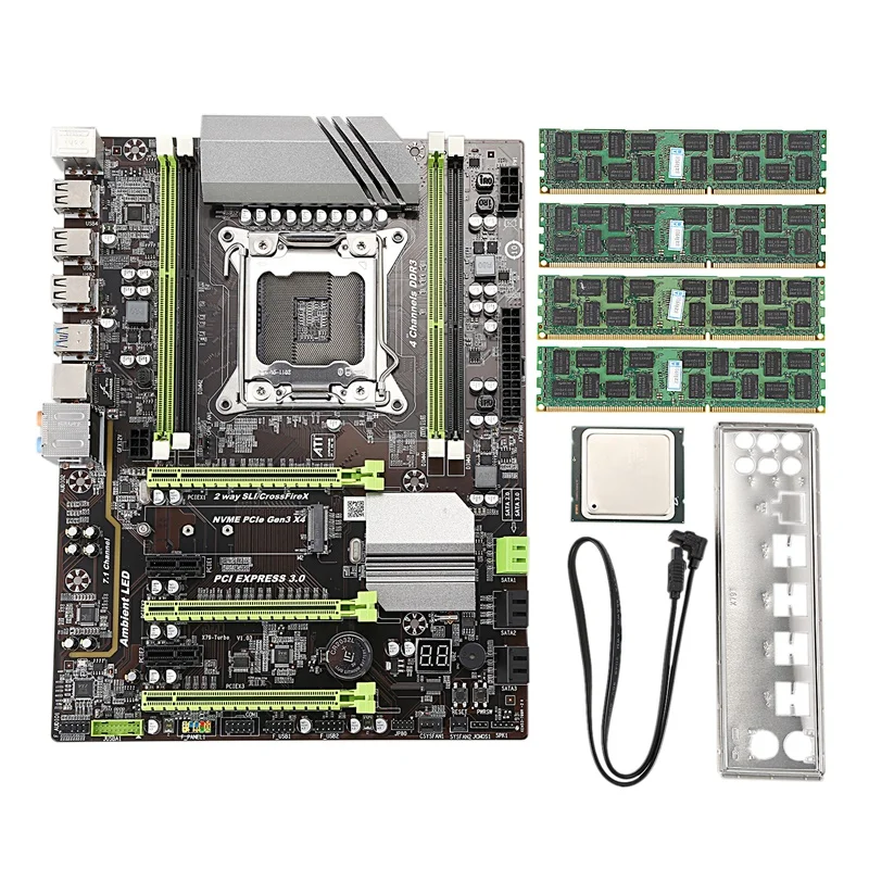X79 материнская плата LGA2011 Combo с процессором E5 2650 4-канальный 16 Гб(4X4 Гб) DDR3 ram 1333 МГц NVME M.2 SSD слот