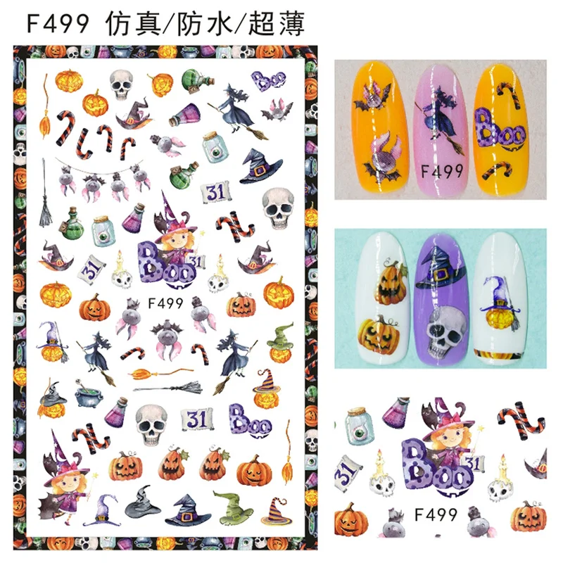 1pc Nail Sticker Adhesive Art Polish Tips Halloween Style Sequins Wraps Strips Easy To Wear Manicure for Women | Красота и здоровье