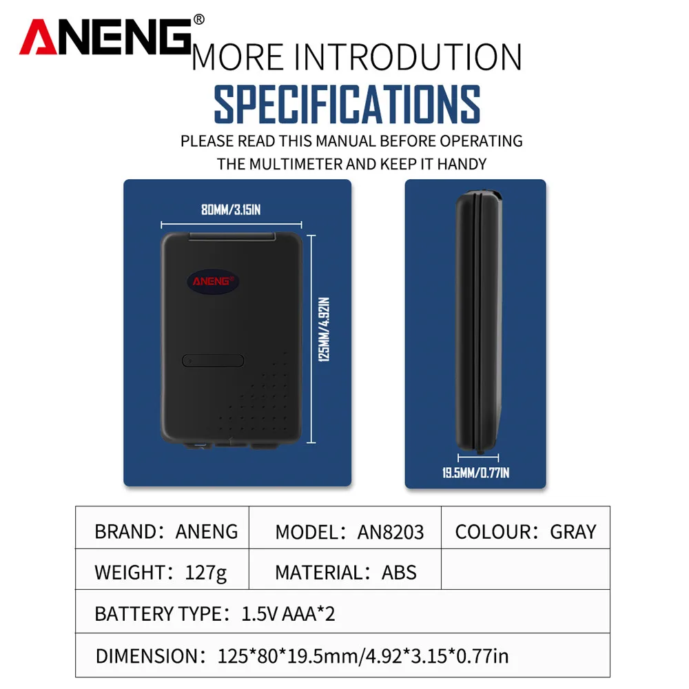 ANENG AN8203 автомобильный мультиметр мини цифровой multimeter мультимитр тестер