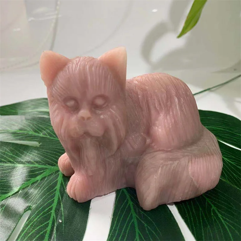 

Уникальные высококачественные натуральные Кристальные камни, розовый опал, милый котенок LH