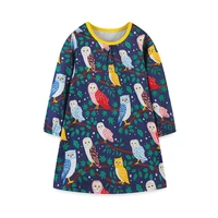 jumping meters new arrival autumn spring girls dressese with animals owls print fashion party kids birthday dress gift for girl