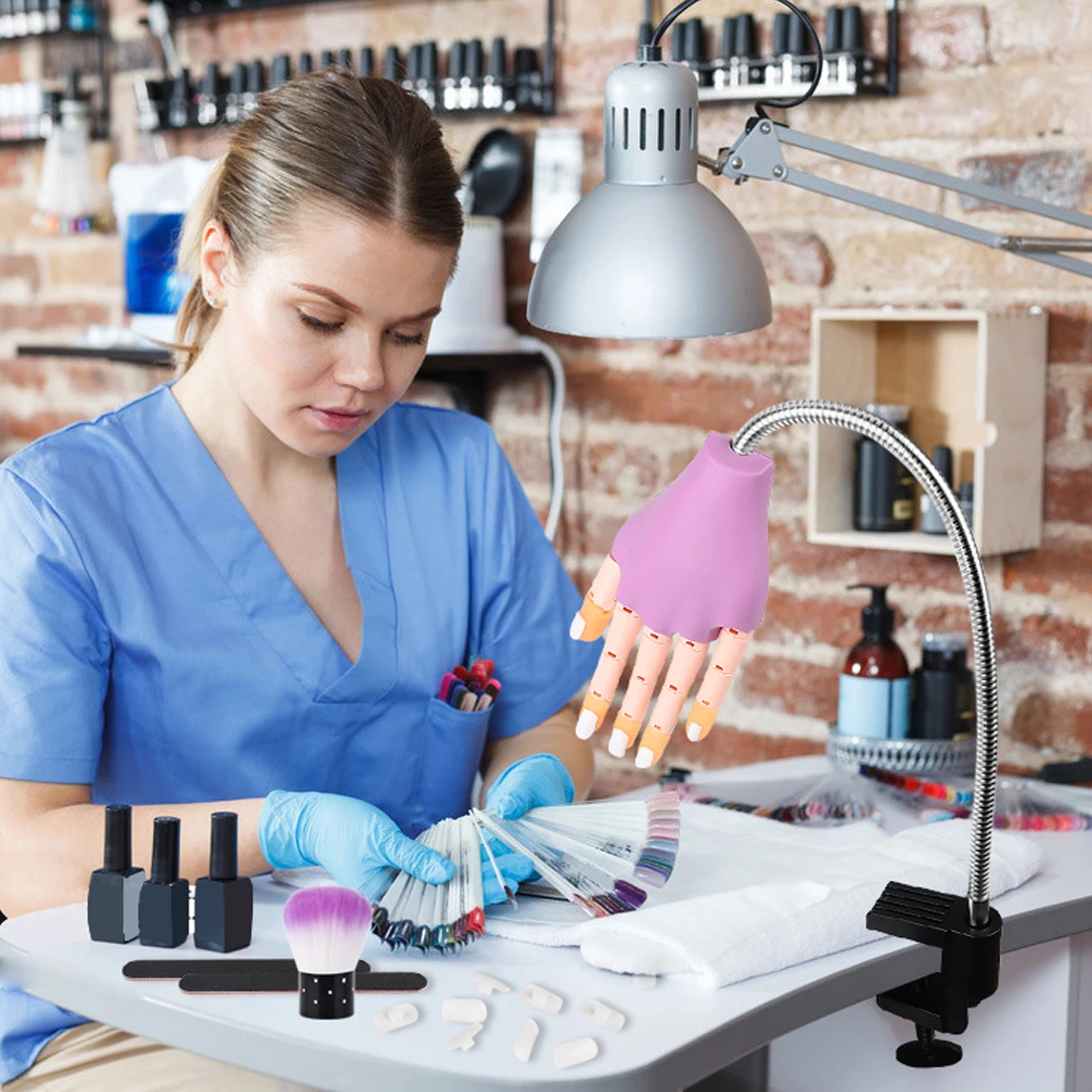 

Nail Art Hands Professional Practice Hand with 200Pcs Nail Tips Adjustable Traning Plastic Practice Model DIY Nail Tool Supplies