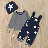 newborn baby boy clothes 2021 fashion spring fall striped long sleeve topssuspender pantshat 3pcs infant baby clothing sets