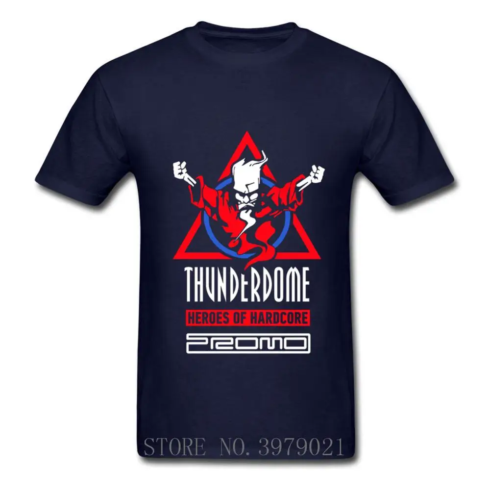 Уникальные футболки Thunderdome Heroes Of Hardcore and DJ Promo с круглым вырезом, хлопок, Мужская футболка с коротким рукавом, большие размеры - Цвет: navy