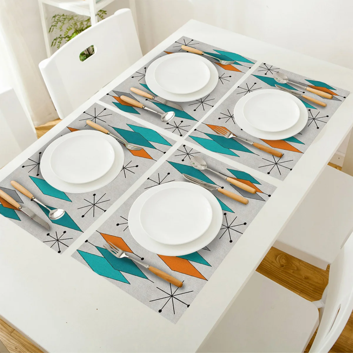 4 6 штук в партии комплект Коврики на стол средневековый ретро с геометрическим