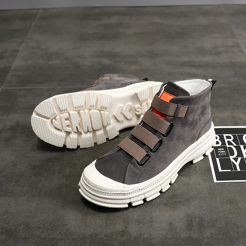 Мужские туфли из вулканизованной парусины с высоким берцем модные удобные