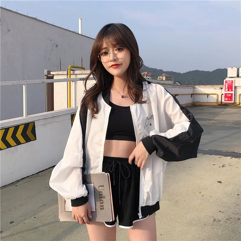 Куртка женская тонкая базовая модная ветровка Бомбер бейсбольная верхняя одежда