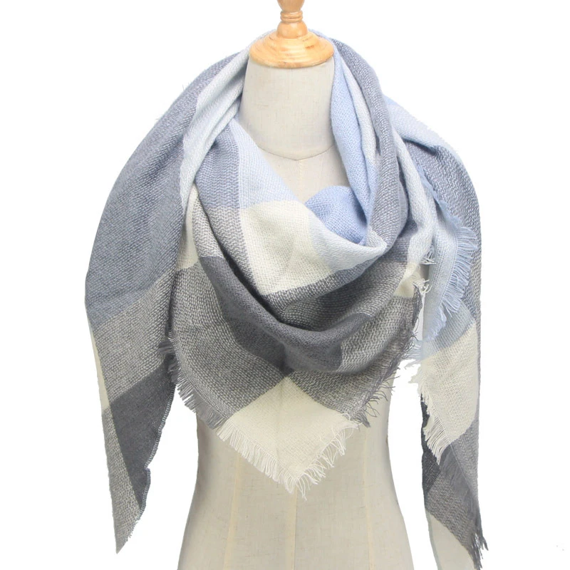 2019 Новый женский треугольный зимний шарф клетчатый теплый кашемировый женские