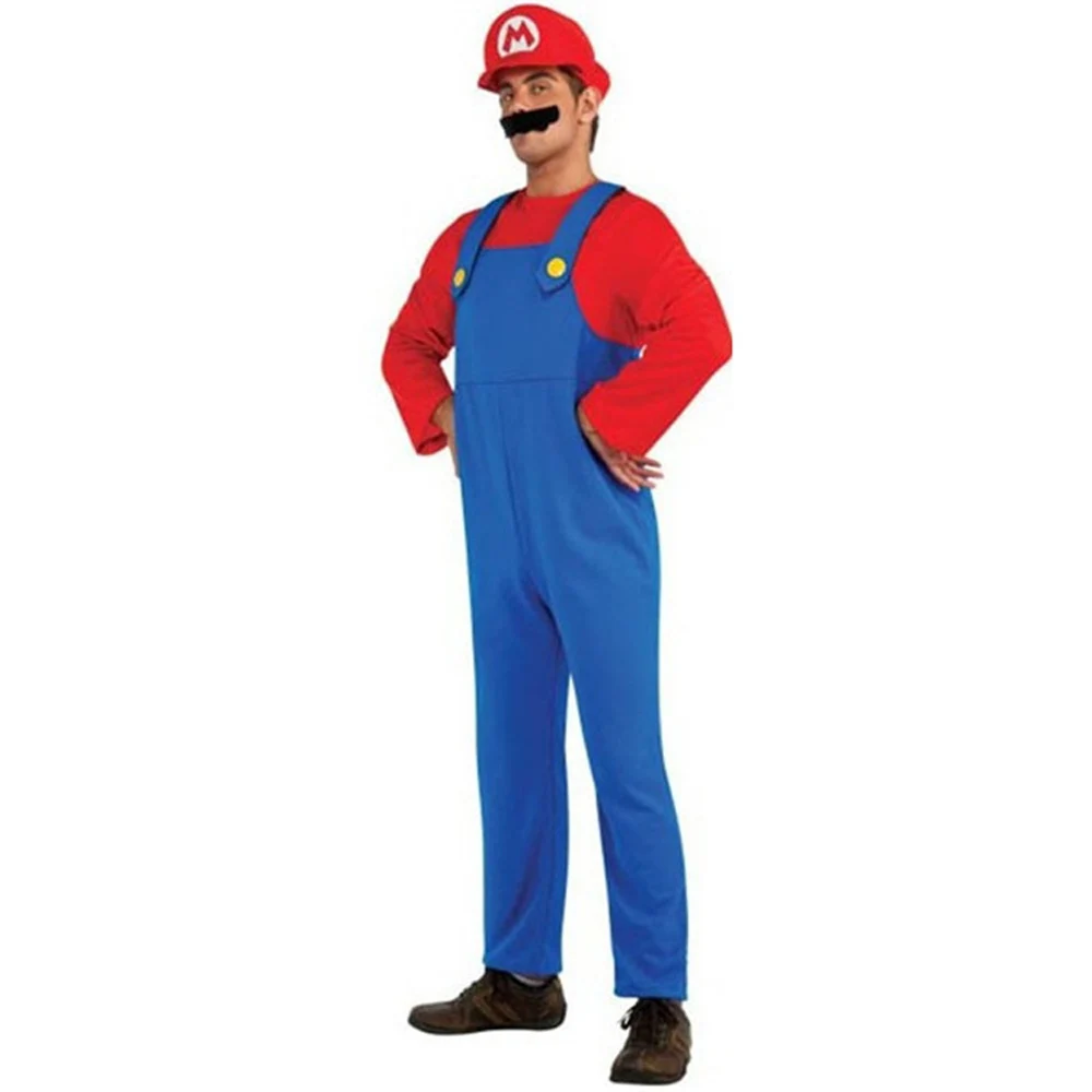 

Men's Mario Brothers Louis Cosplay Uniforms Halloween Stage Costume Family Dress Up Tops Pants Hat Set