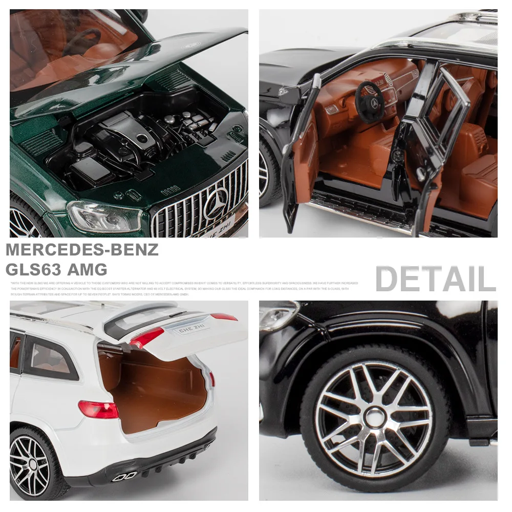 Модель автомобиля Mercedes-Benz Gls63 из сплава 1:24 модель со звуком и светом внедорожник