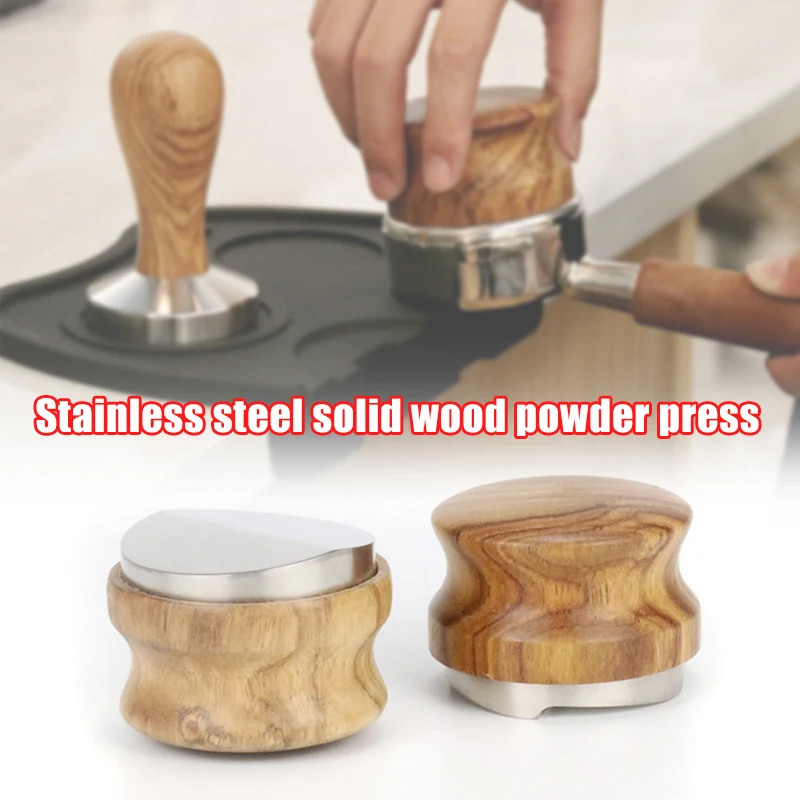 

Coffee Distributor Espresso Tamper 58mm Stainless Steel Coffee Tamper Base with Wooden Handle Coffee Leveler Tool THIN889
