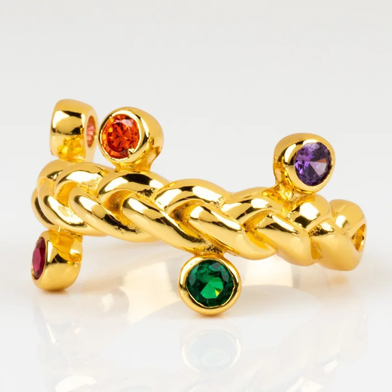 1 шт. женские кольца украшенные разноцветными кристаллами геометрической формы