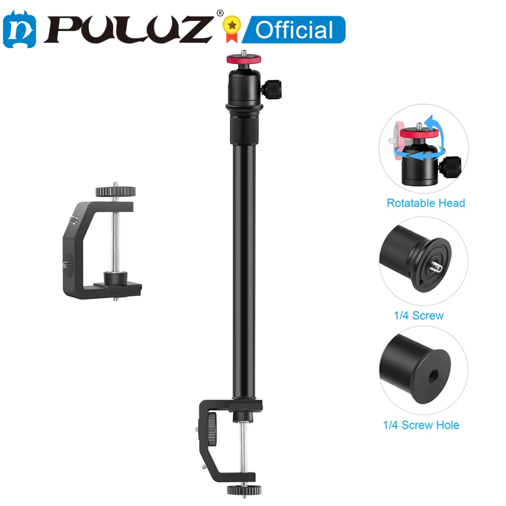 

PULUZ Heavy Duty C Clamp Camera Clamp Mount Rod Monopod with 1/4 inch Screw for GoPro HERO9 8 7 6 5 4 3+ 3 2 1/ DJI Osmo Action