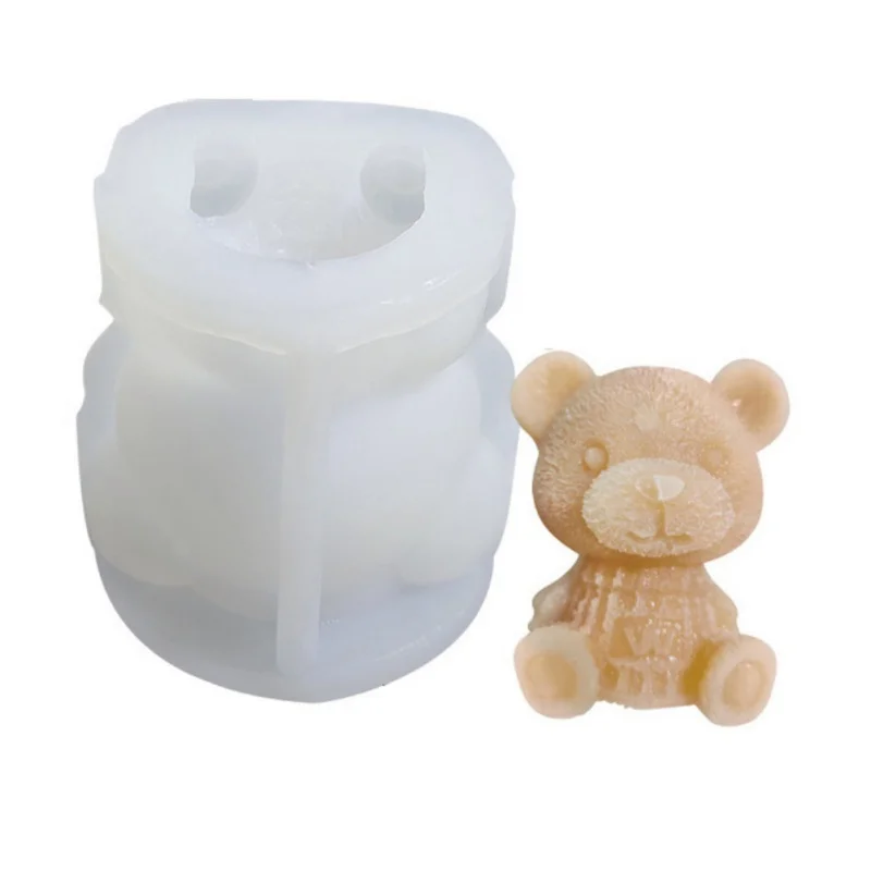 

Cute 3D Silicone Ice Bear Mold Frosted Ice Cubes Mold Milk Tea Coffee Ice Hockey Abrasive Aromatherapy Candle Plaster Drop Mold