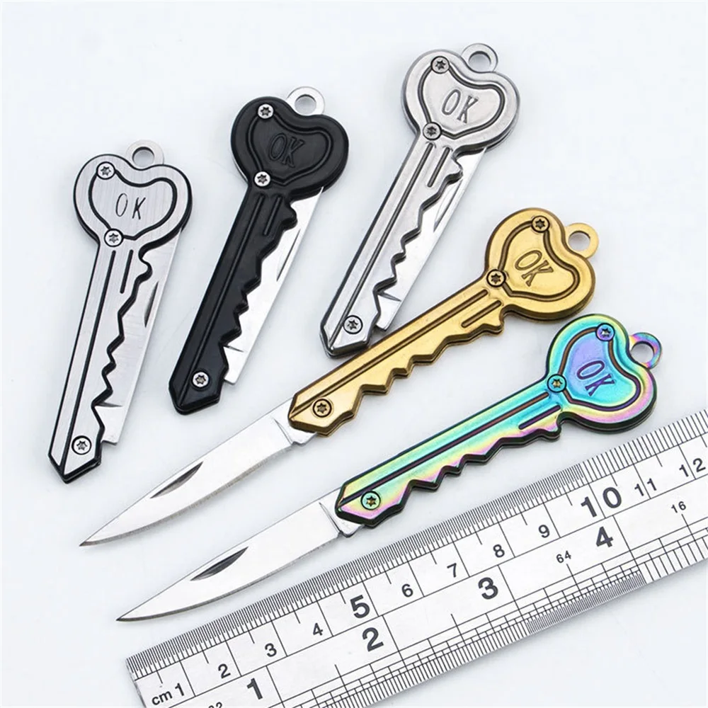 

Portable Fruit Knife Stainless Steel Fruit Knife Kitchen Gadgets Outdoor Camping Survival Portable Folding Pocket Knife Keychain