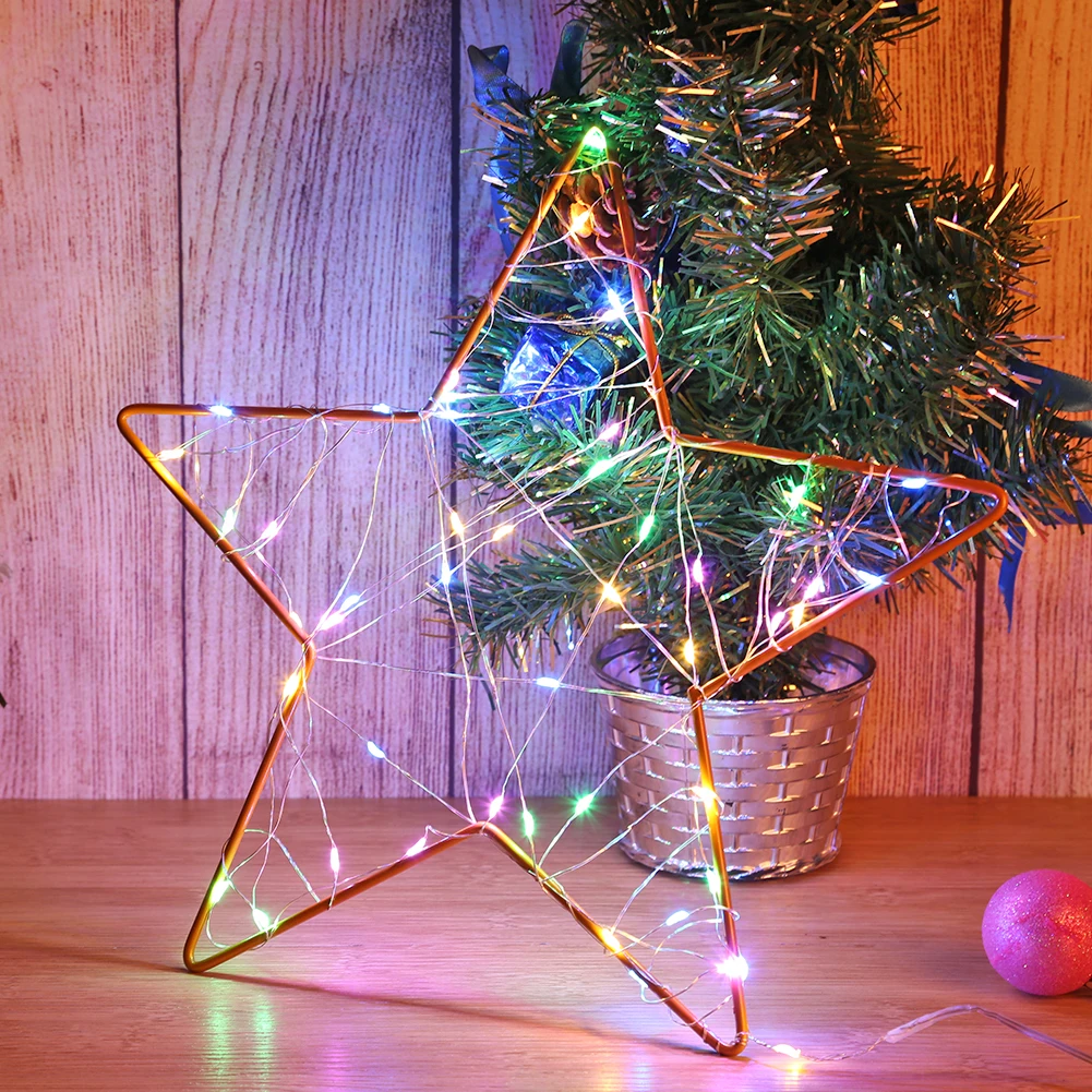 

5m 50LED Five-pointed Star Fairy Lights Wrought Iron Christmas Wedding Party Garland String Night Lamp Waterproof for Indoor Out
