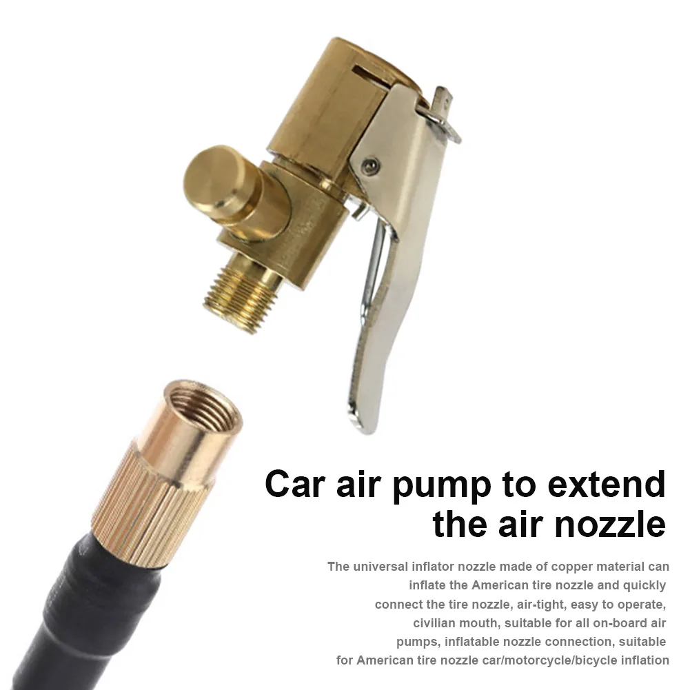 

Car Pump Car Tire Air Chuck Brass Closed Flow Tire Chuck Valve Connector Tire Inflator Nozzle with Air Bleeding Valve