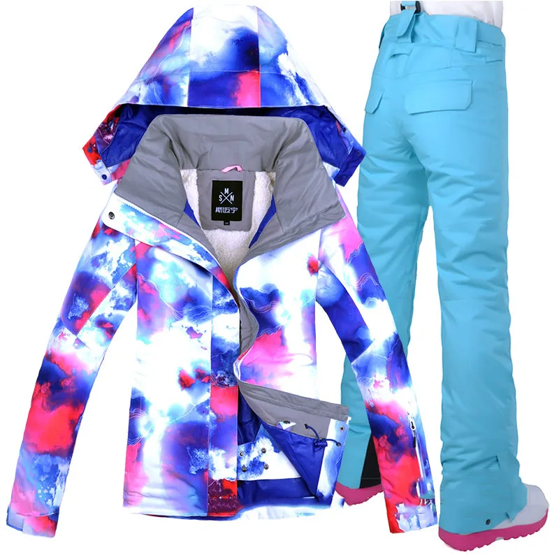 Женский лыжный костюм зимняя куртка с брюками для сноуборда и брюки катания на