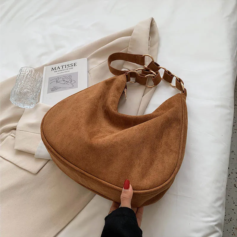 

Классическая женская сумка через плечо, брендовая сумочка из нубука, вместительные дизайнерские женские сумки на ремне, дорожный тоут