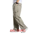 Брюки-карго мужские, из хлопка, легкие, армейский зеленый, повседневные, свободные, размера плюс