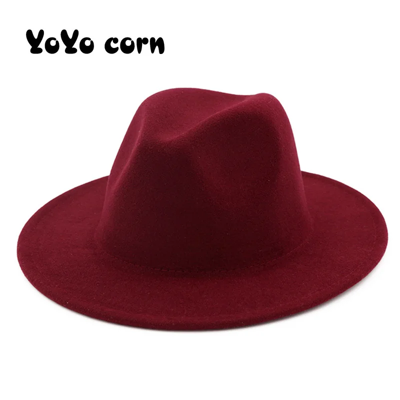 Модные Мужские фетровые шляпы YOYOCORN женская модная джазовая шляпа плоская