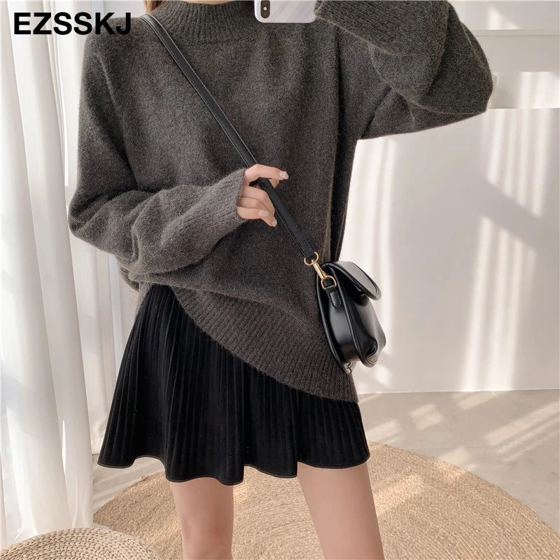 warm women's sweaters 2021 thick Autumn Winter wool sweater oversize female Women chic loose jumper pull | Женская одежда