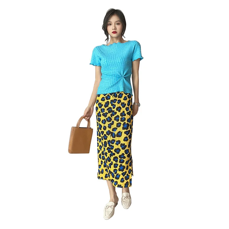 

SuperAen 2021 Summer New Top Women's Loose Solid O Neck Flods T-shirt