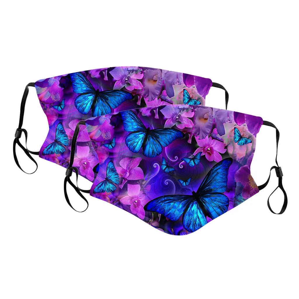 

2 Pack Masks Fashion Printing Windproof Washable and Reusable Face Mask With 4PC Gasket Filter Face Cover Mascarilla Mascarar