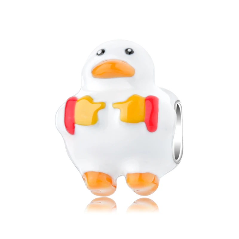 

Hot Selling Authentic 925 Sterling Silver Tangled Duck White Enamel DIY Beads Women Accessories Fit Original Pandora Bracelet