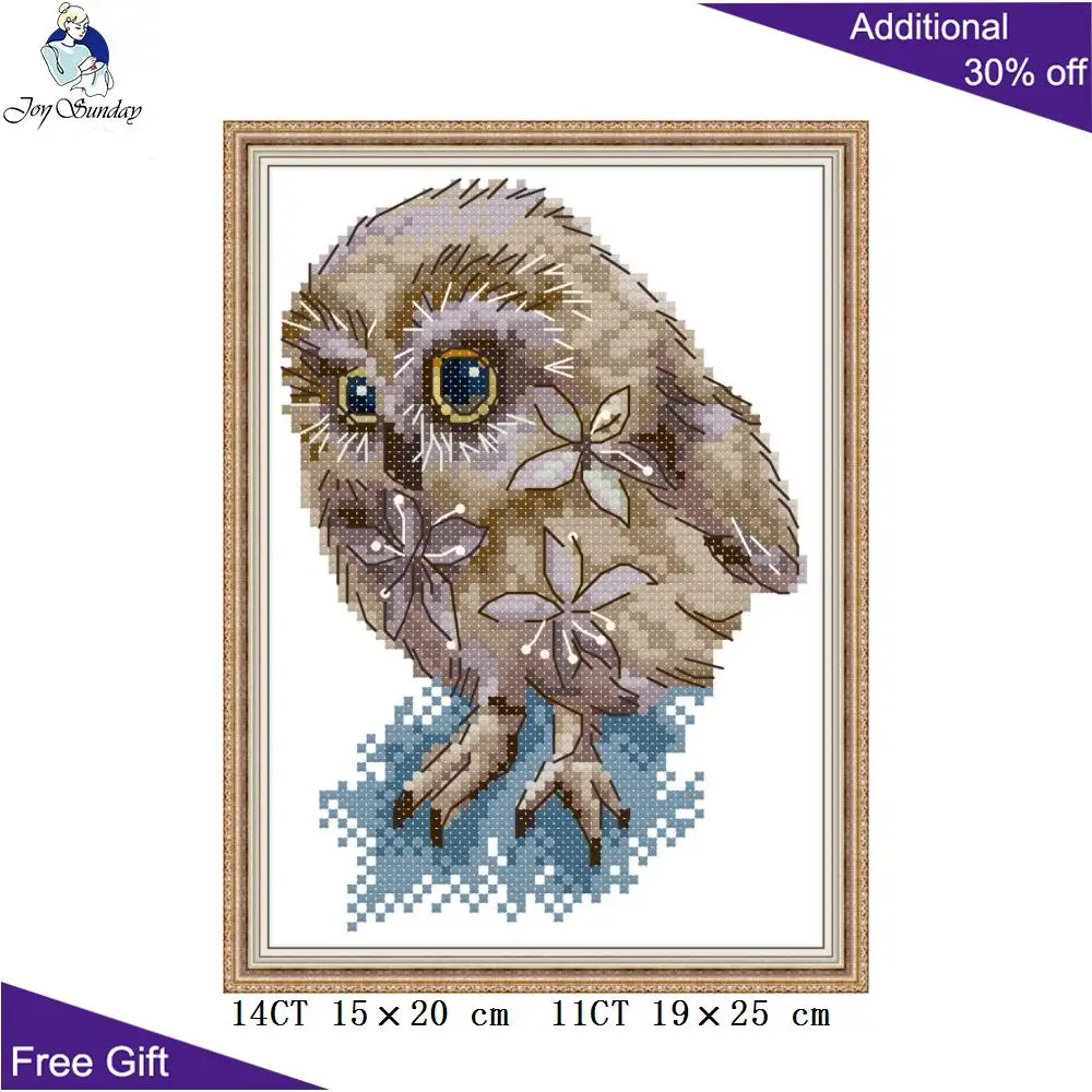 Joy Sunday Beauty сова крест вышивка DA326 14CT 11CT наборы для вышивки крестиком в виде