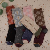 female socks autumn and winter cotton tree color matching character jacquard national wind restoring ancient ways women sock