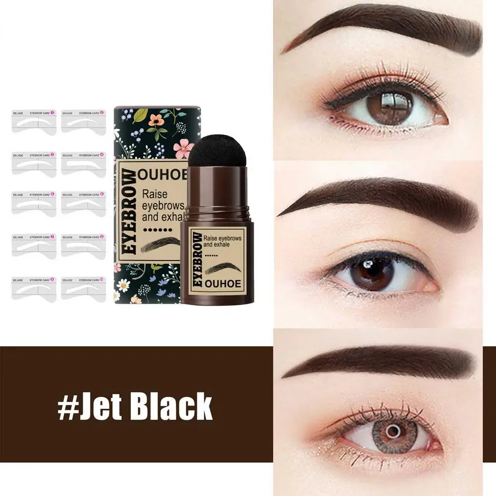 

One Step Brow Stamp Shaping Kit Quick Natural Eyebrow Makeup Tool Professional Eye Brow Gel with 10 Reusable Eyebrow Stencils